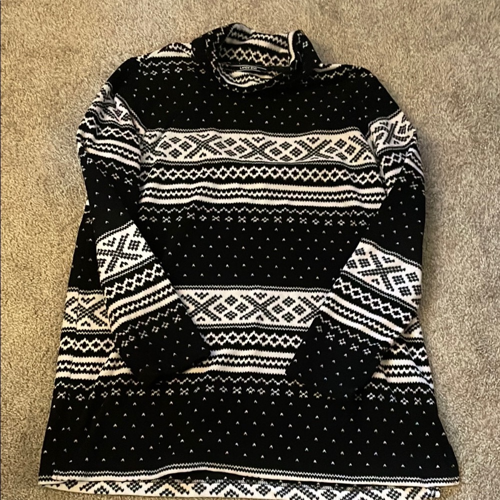 Lands' End Black and White Cowl Neck Fleece